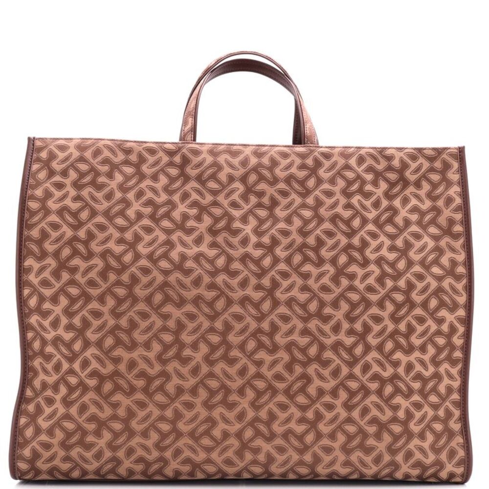 Telfar Shopping Tote Monogram Jacquard with Faux Leather Large Brown - Picture 3 of 6